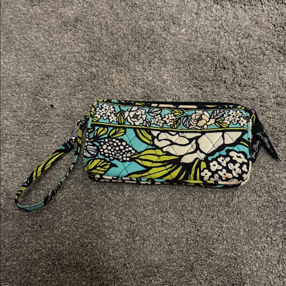 Vera Bradley Blue and Green Floral Wristlet